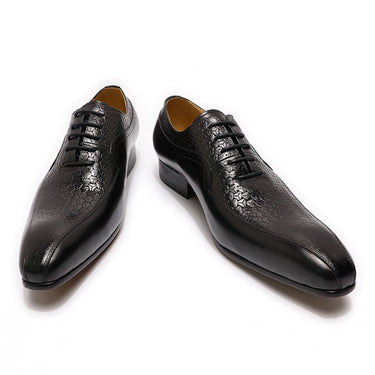 Men's Classic Style Coffee Black Lace Up Pointed Toe Oxford Shoes  -  GeraldBlack.com