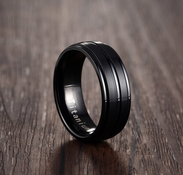 Men's Classic Titanium Carbide Round Shape Black Wedding Ring  -  GeraldBlack.com