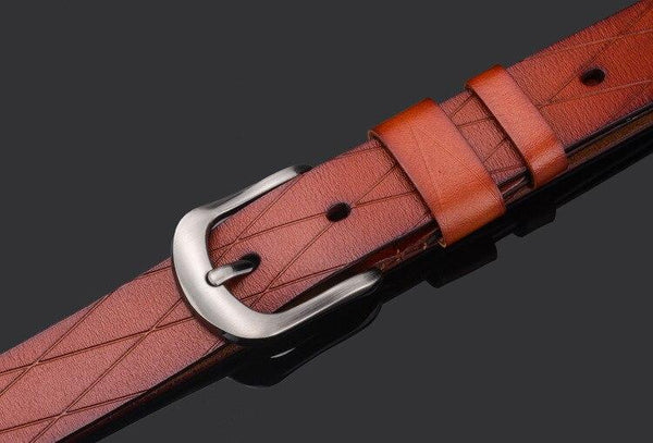 Men's Classic Vintage Style Grid Pattern Luxury Genuine Leather Strap Belt - SolaceConnect.com