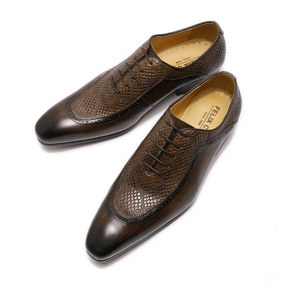 Men's Classical Brown Lace Up Pointed Toe Business Dress Shoes - SolaceConnect.com