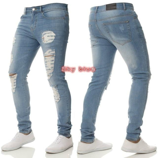 Men's Cool Cotton Vintage Europe American Style Hole Trousers - SolaceConnect.com