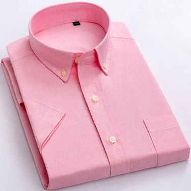 Men's Cotton Plaid Striped Single Patch Pocket Short Sleeve Shirt  -  GeraldBlack.com
