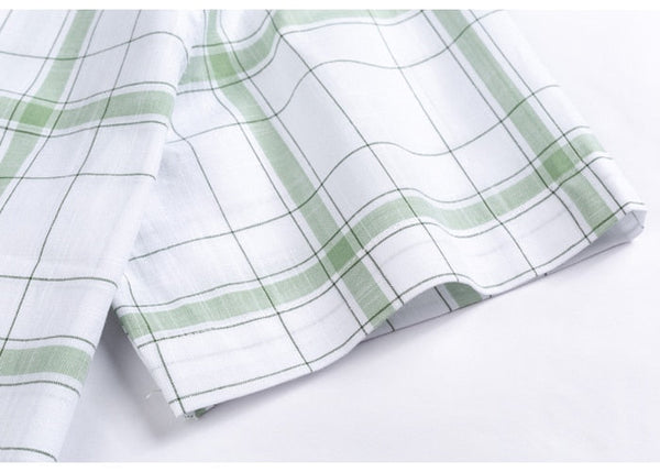Men's Cotton Plaid Striped Single Patch Pocket Short Sleeve Shirt  -  GeraldBlack.com
