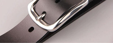 Luxury Cow Leather Wide Belt Stainless Steel Pin Buckles Metal Waist Belts for Men Jeans Accessories - SolaceConnect.com