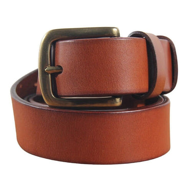 Men's Cowhide Leather Metal Brass Pin Buckle Belt for Jeans Accessories  -  GeraldBlack.com