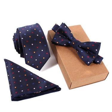 Men's Cravate Slim Tie Bow Tie Handkerchief and Pocket Square Set - SolaceConnect.com
