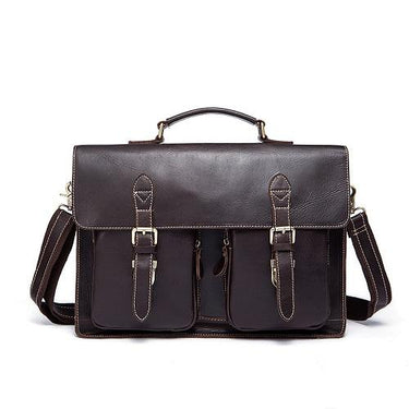 Men’s Crazy Horse Genuine Leather Laptop Briefcase Handbags for Office - SolaceConnect.com