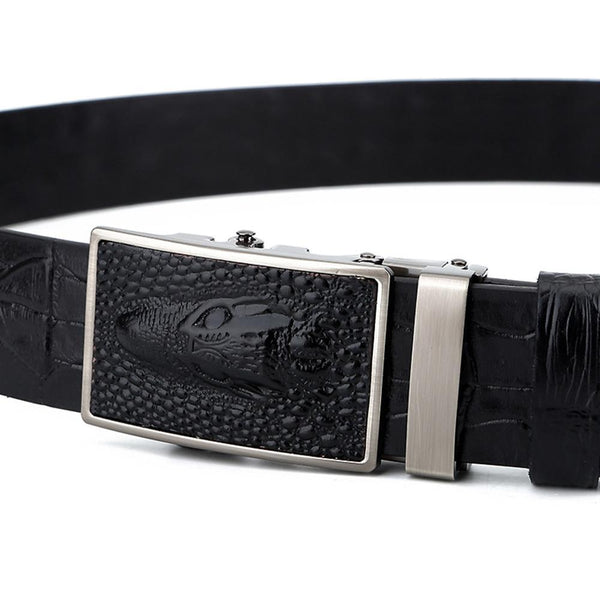 Luxury Crocodile Pattern Cowskin Leather Belts Ratchet Automatic Buckle Belt Men Accessories NCK699 - SolaceConnect.com