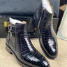 Men's Crocodile Pattern Pointed Toe Zipper Ankle Boots Business Casual Shoes  -  GeraldBlack.com