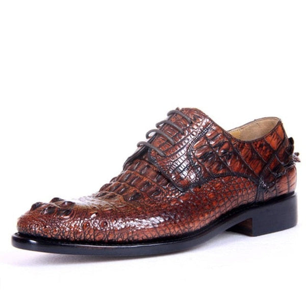 Men's Crocodile Skin Imported Lace-Up Italian Dress Shoes for Suit Tuxedo  -  GeraldBlack.com