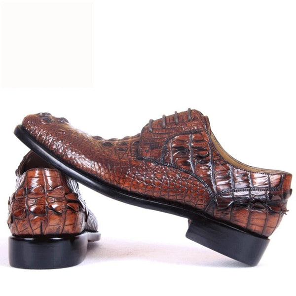 Men's Crocodile Skin Imported Lace-Up Italian Dress Shoes for Suit Tuxedo  -  GeraldBlack.com