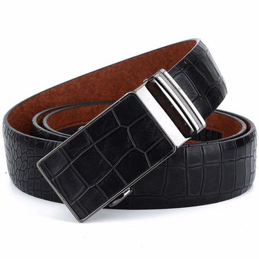 Men's Leather Cover Automatic Buckle Metal Belts Crocodile Stripes Blue Cow Skin Accessories Belt - SolaceConnect.com