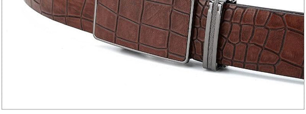 Men's Leather Cover Automatic Buckle Metal Belts Crocodile Stripes Blue Cow Skin Accessories Belt - SolaceConnect.com