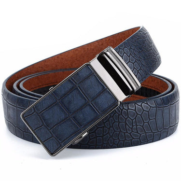 Men's Crocodile Stripes Pattern Leather Cover Automatic Buckle Metal Belt  -  GeraldBlack.com