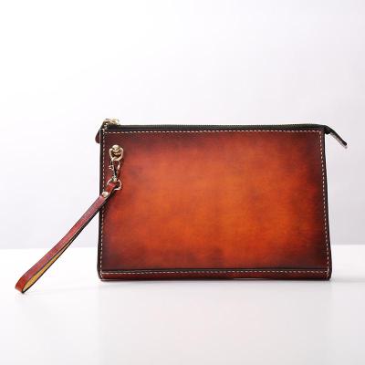 Men's Custom Handmade Vegetable Tanned Leather Envelope Handbag  -  GeraldBlack.com