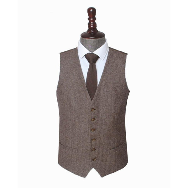 Men's Custom Made Woollen Herringbone Tweed British Style Wedding Suit  -  GeraldBlack.com
