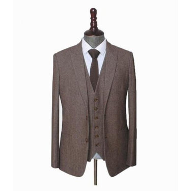 Men's Custom Made Woollen Herringbone Tweed British Style Wedding Suit  -  GeraldBlack.com