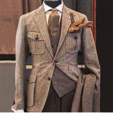 Men's Custom Made Woollen Tweed British Style Slim Fit Wedding Blazer  -  GeraldBlack.com