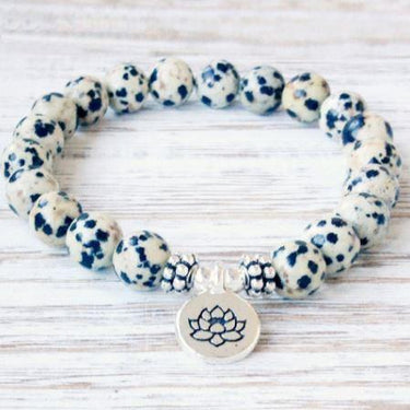 Men's Dalmatian Natural Stone Mood Tracker Beaded Trendy Bracelet - SolaceConnect.com