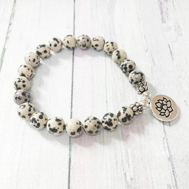 Men's Dalmatian Natural Stone Mood Tracker Beaded Trendy Bracelet  -  GeraldBlack.com