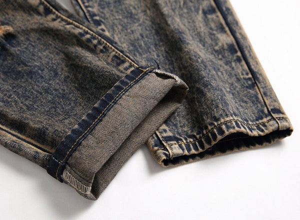 Men's Denim Designer Hole Patchwork Ripped Hip Hop Jeans Pants  -  GeraldBlack.com