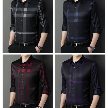 men's designer striped shirts clothing korean fashion long sleeve shirt luxury dress casual  -  GeraldBlack.com