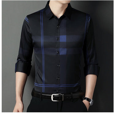 men's designer striped shirts clothing korean fashion long sleeve shirt luxury dress casual  -  GeraldBlack.com