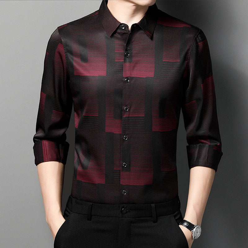 Men's designer striped shirts for clothing korean fashion long sleeve luxury casual clothes jersey  -  GeraldBlack.com