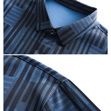 men's designer striped shirts korean fashion long sleeve shirt luxury dress casual clothes jersey  -  GeraldBlack.com