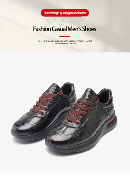 Men's Designer Versatile Genuine Leather Lace-up Breathable Sneakers  -  GeraldBlack.com