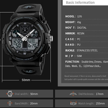 Men's Digital Double Time Chronograph Sports Watches with Week Display  -  GeraldBlack.com