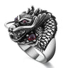 Men's Domineering Solid Sterling Silver Big Dragon Red Zircon Eye Ring  -  GeraldBlack.com