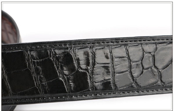 Men's Double-side Genuine Crocodile Belly Skin Leather Buckle Belts  -  GeraldBlack.com