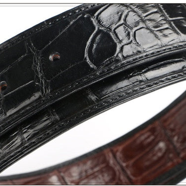 Men's Double-side Genuine Crocodile Belly Skin Leather Buckle Belts  -  GeraldBlack.com