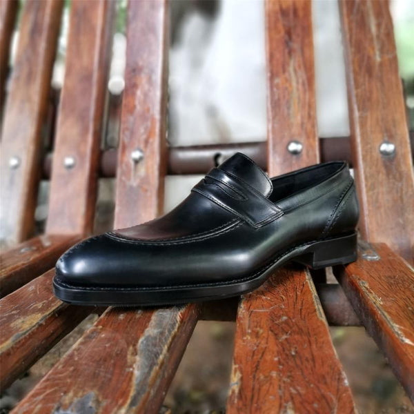 Men's Elegant Genuine Leather Italian Custom Welted Penny Loafers  -  GeraldBlack.com