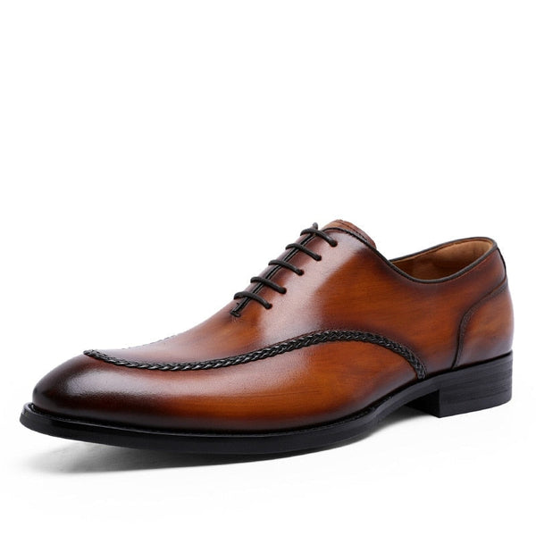Men's Elegant Leather Rubber Composite Sole Italian Business Oxford Shoes  -  GeraldBlack.com