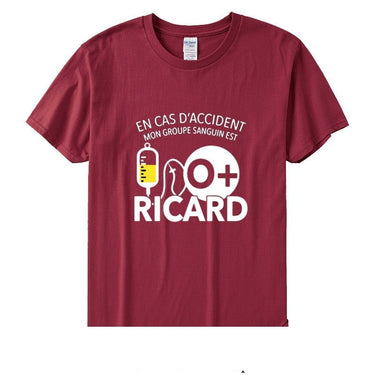 Men's En Cas D'Accident Mon Groupe Sanguin Est O Ricard Cotton T-shirts  -  GeraldBlack.com