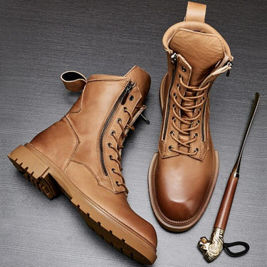 Men's England Style High Top Genuine Leather Boots for Autumn and Winter - SolaceConnect.com
