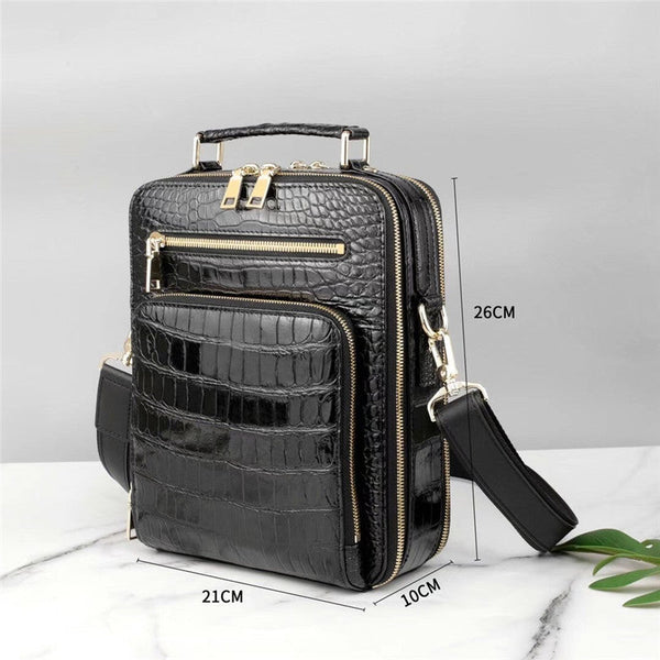 Men's Exotic Genuine Crocodile Leather Small Zip Business Handbag  -  GeraldBlack.com