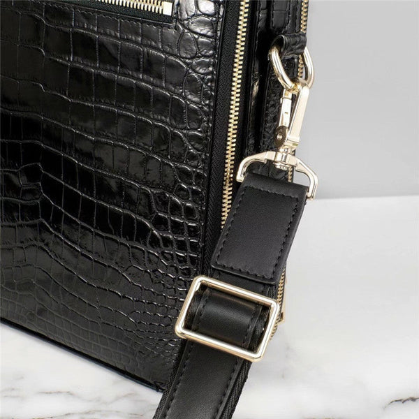 Men's Exotic Genuine Crocodile Leather Small Zip Business Handbag  -  GeraldBlack.com