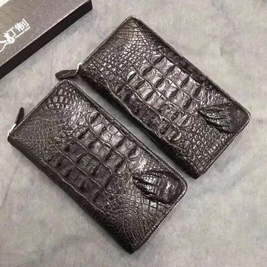 Men's Exotic Genuine Leather Alligator Claw Zipper Closure Long Wallet  -  GeraldBlack.com