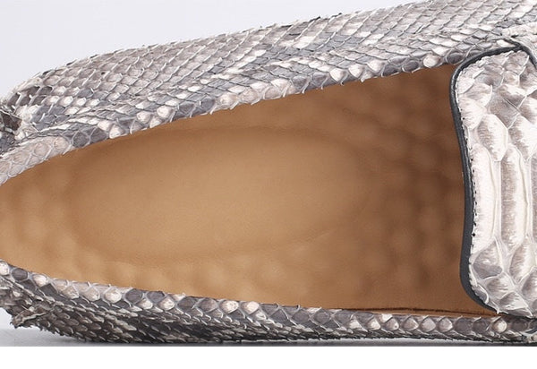 Men's Exotic Genuine Leather Soft Rubble Sole Slip-on Flats Shoes  -  GeraldBlack.com