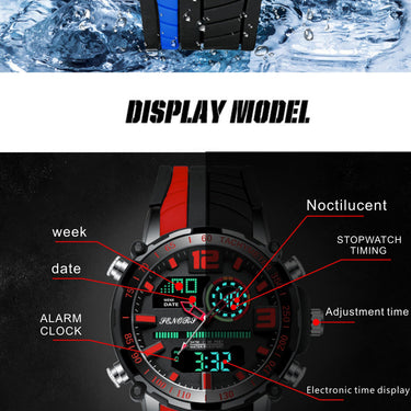 Men's Famous LED Digital Dual Display Silicone Strap Sports Watch  -  GeraldBlack.com