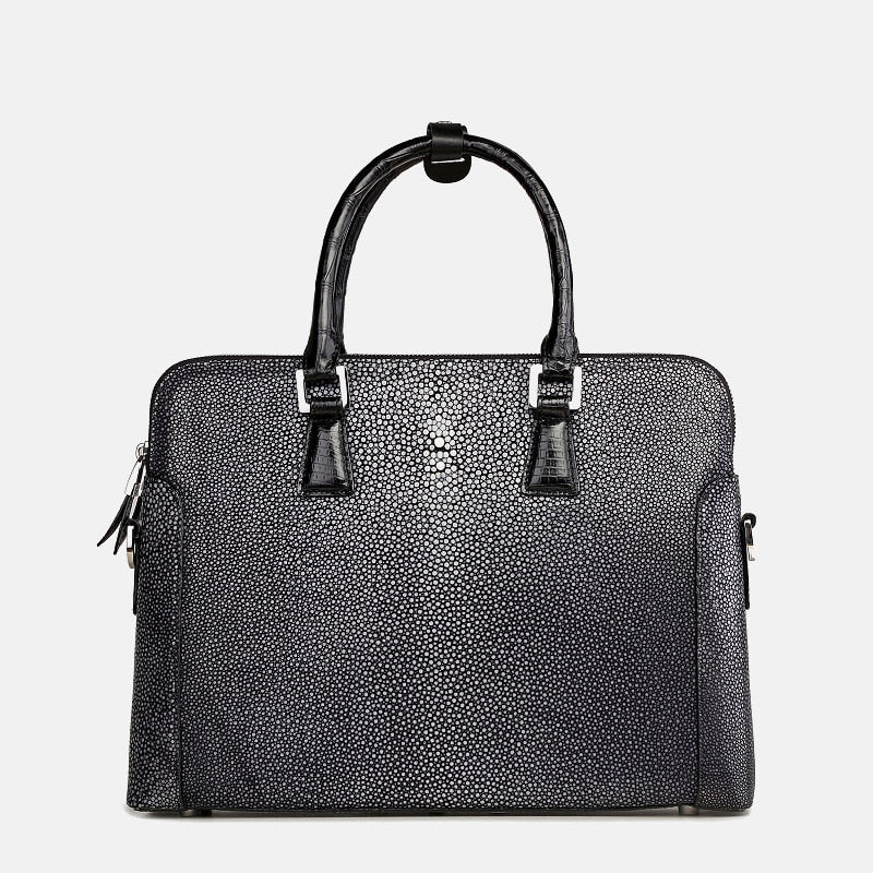 Men's Fancy Genuine Stingray Skin Zipper Closure Briefcase Handbag  -  GeraldBlack.com