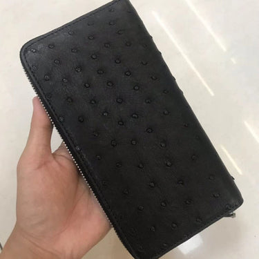 Men's Fashion Business Leisure Ostrich Skin Genuine Leather Wallet  -  GeraldBlack.com