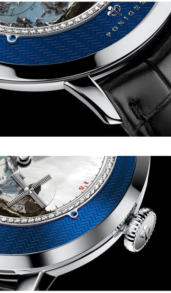 Men's Fashion Business Waterproof Windmill Scenery Dial Automatic Watch - SolaceConnect.com