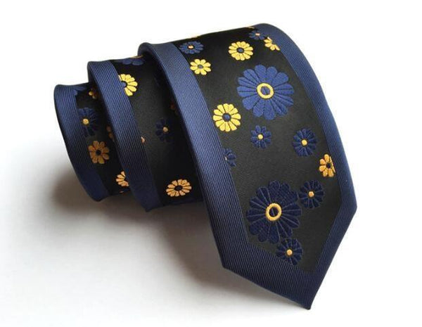 Men's Fashion Casual Style Slim 6cm Skinny Floral Dot and Striped Necktie - SolaceConnect.com
