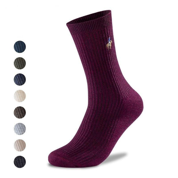Men's Fashion Cotton Pure Color Crew Business Casual Socks - SolaceConnect.com