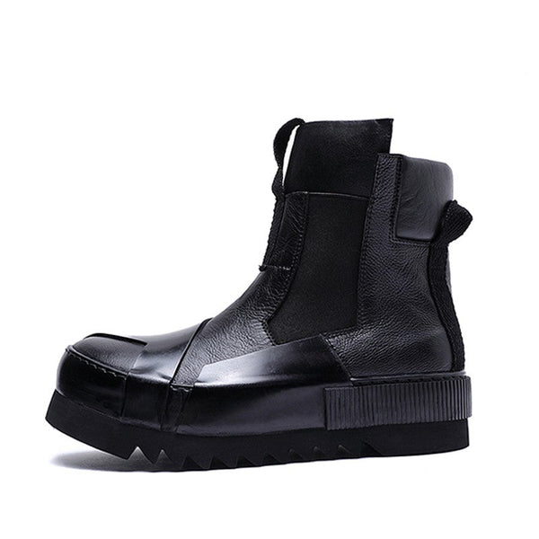 Men's Fashion Genuine Leather Cowhide High Top Punk Style Boots  -  GeraldBlack.com