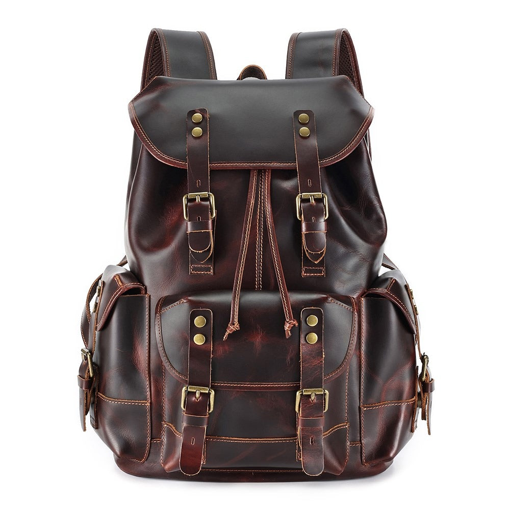 Men's Fashion Genuine Leather Large Capacity School Travel Backpacks  -  GeraldBlack.com